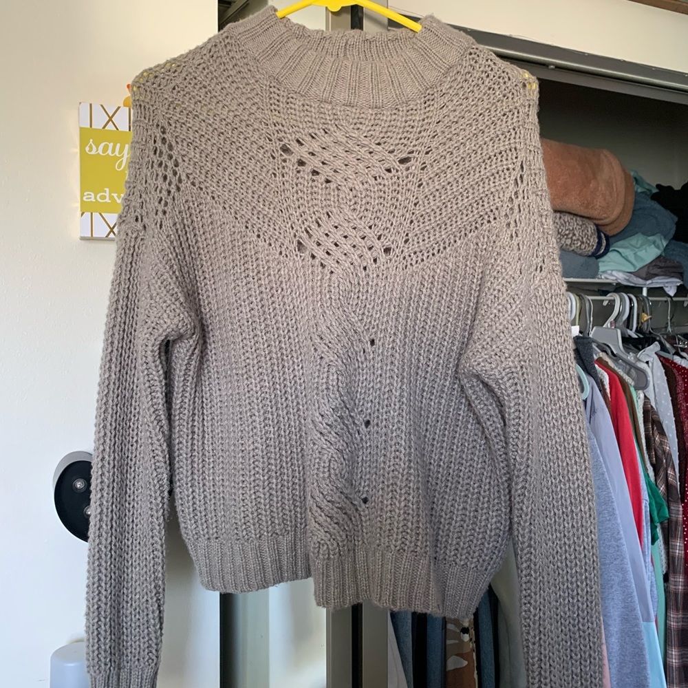 Brown American Eagle Crop Sweater